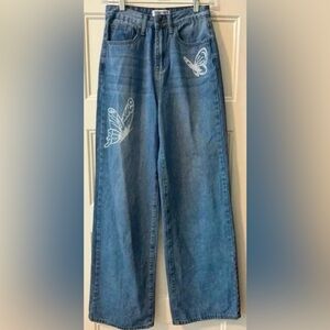 Skinny Fries Super High Rise Wide Leg Butterfly Jeans Size 0 | Y2K Aesthetic